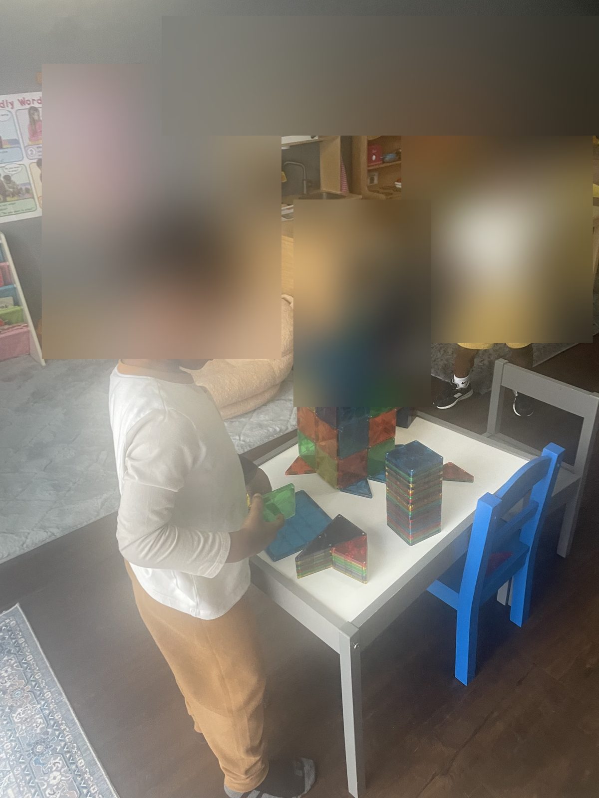 Building with magnetic tiles